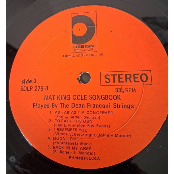 The Dean Franconi Strings Play Nat King Cole Songbook Vinyl Record DLP-278 VG+ - Picture 6 of 8